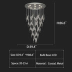 Modern Light Luxury Multi-Layered Openwork Leaf Crystal Chandelier for Living Room / Staircase / duplex