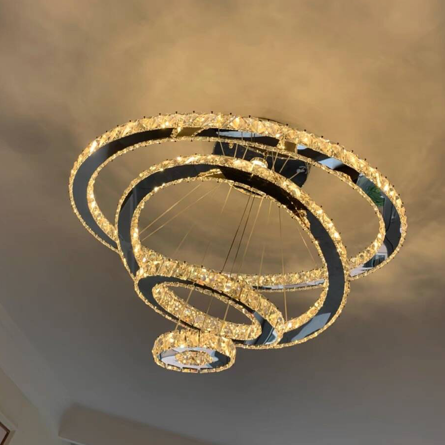 Light Luxury 5 / 6 / 7 Rings Crystal Chandelier for Staircase / foyer / villa