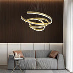 Gold Ring LED Chandelier with Wrought Iron Accents Metal Open Ring for Living Room