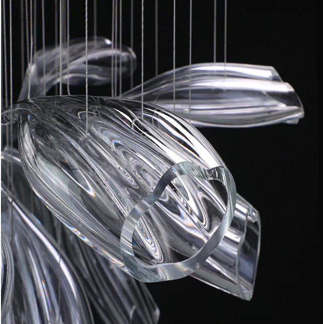 Light Luxury Glass Petal-Shaped Chandelier with Superior Finish