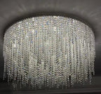 Modern Luxury Tassel Flush Mount Oval / round Crystal Chandelier Set for Living Room / bedroom / dining Room