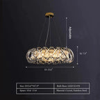 Modern Crystal Chandelier with Transparent Crossed Shell Finish, Round & Rectangle Shapes, K9 Crystal &