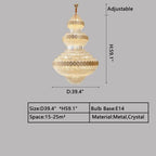 Extra Large Multi-Layers Gold Luxury Crystal Chandelier Modern Empire Decorative Crystal Light for Living Room