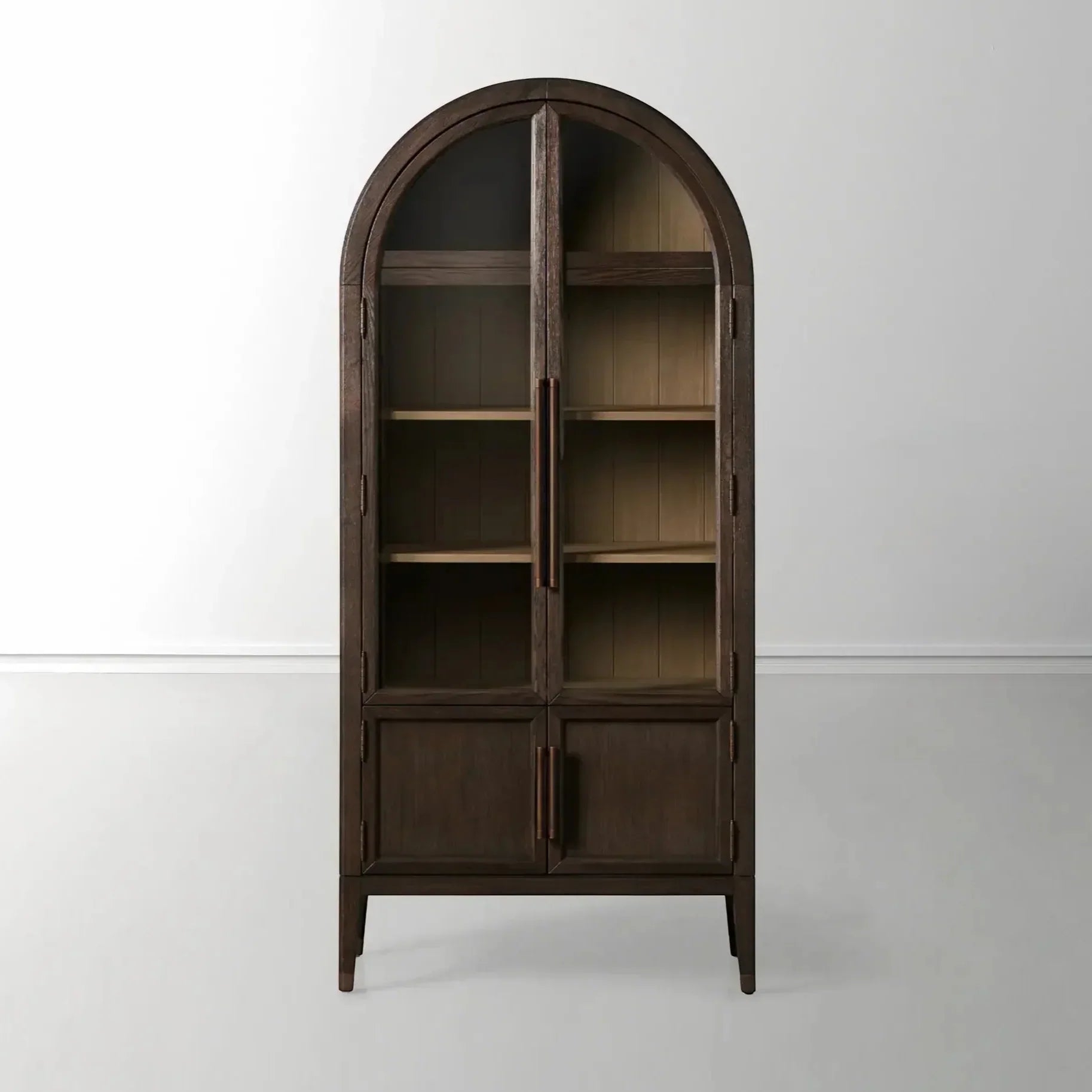 Hattie Glass Accent Cabinet in Oak 36-Inchw 46-Inchw