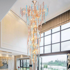 Dora Raindrop Colorful Crystal Branch Staircase Chandelier