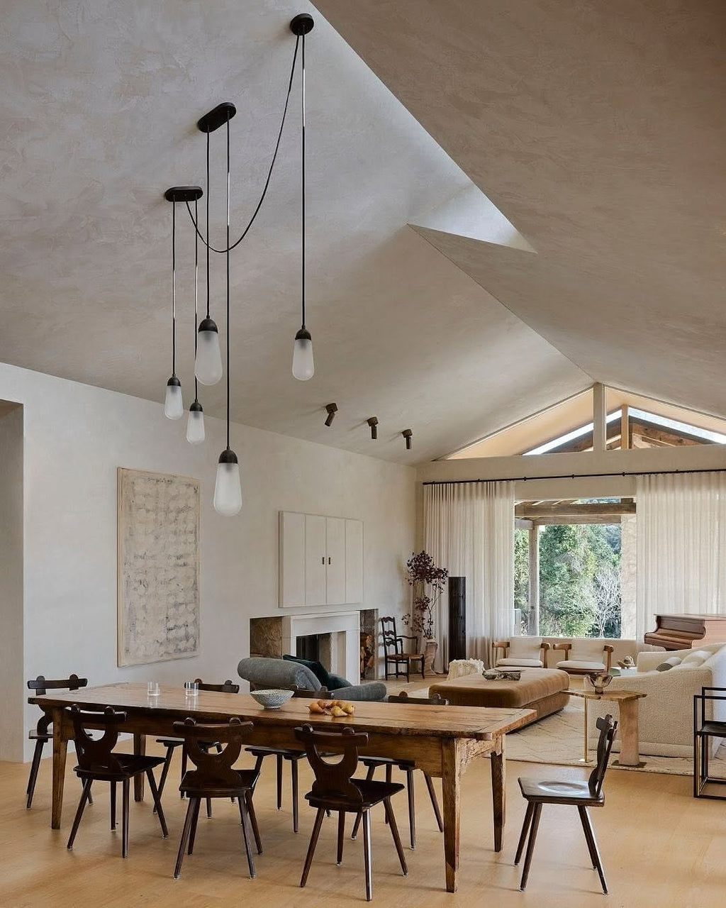 Modern Floating Pears-Inspired Frosted Glass Pendant for High-Ceiling