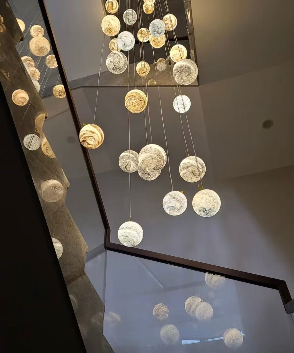 Nordic Planet Multi-Light Globe Staircase Chandelier