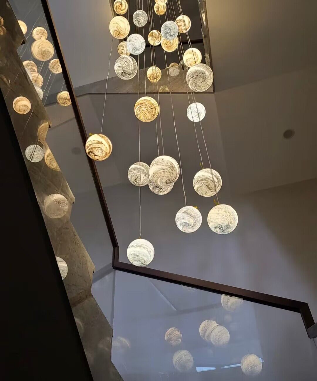 Nordic Planet Multi-Light Globe Staircase Chandelier