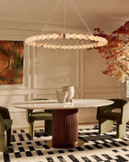 Modern Pearl Alabaster Necklace Circle Triple Chandelier with Dia 60+80+100cm