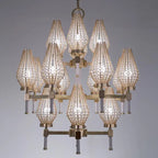 Modern 3-Tiered Crystal Shade Chandelier for Living Room / low-Ceiling