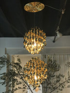 Modern Spiral Wave Chandelier in Silver and Gold Finish with Acrylic Design