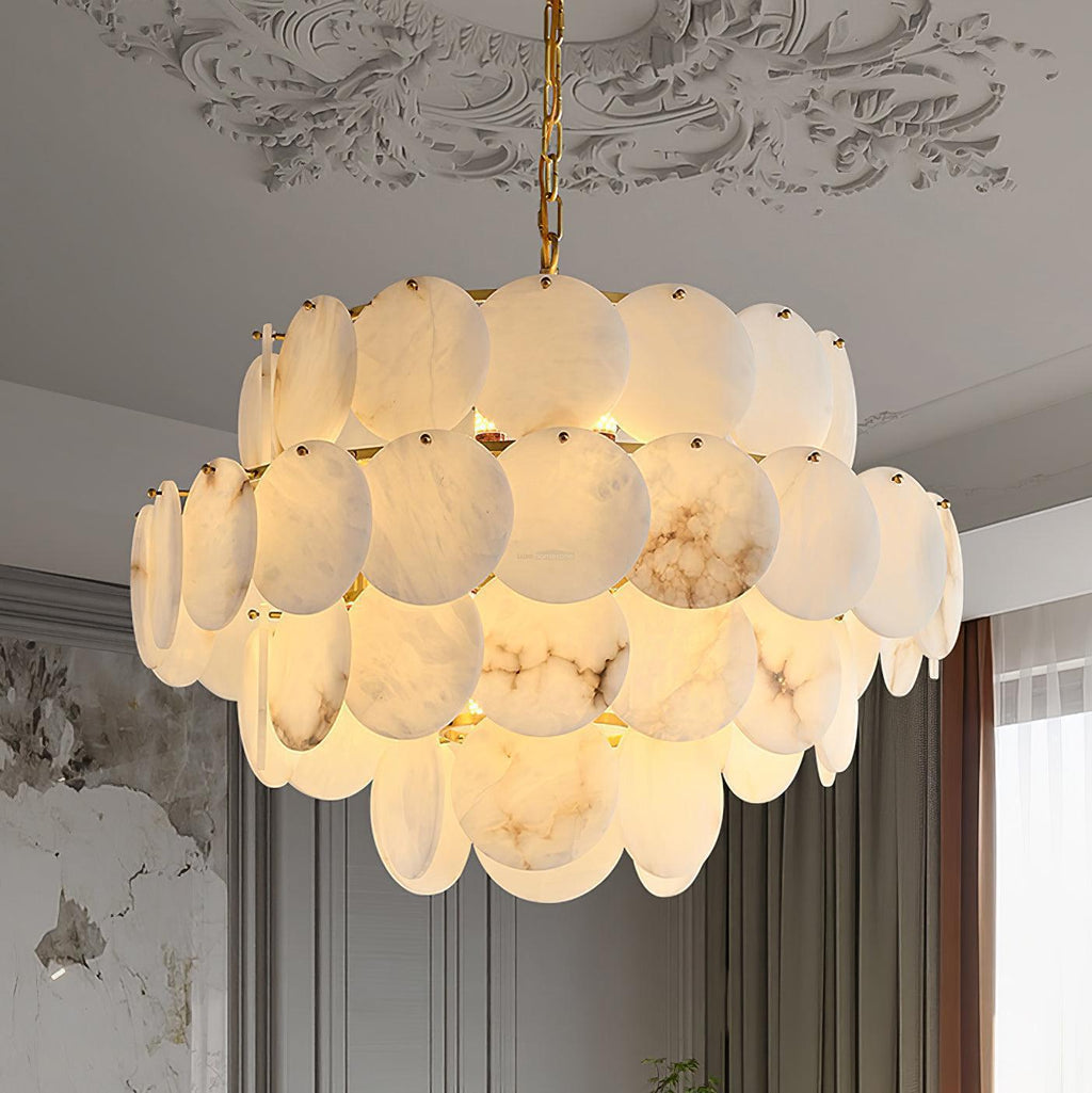 Alabaster Shell Brass Chandelier with 2 / 3 / 4 / 5 / 6 Layer