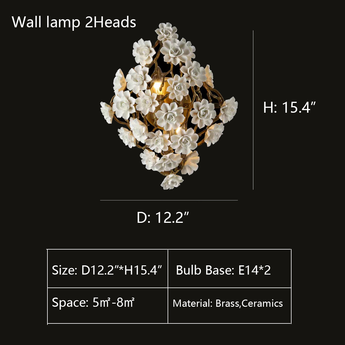 Post-Modern Light Luxury Brass and Ceramics Flower Art Chandelier for Living / dining Room / bedside / hallway