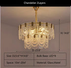 Nordic Light Luxury Patterned Glass Pendant Chandelier Suit for Living / dining Room / bedroom