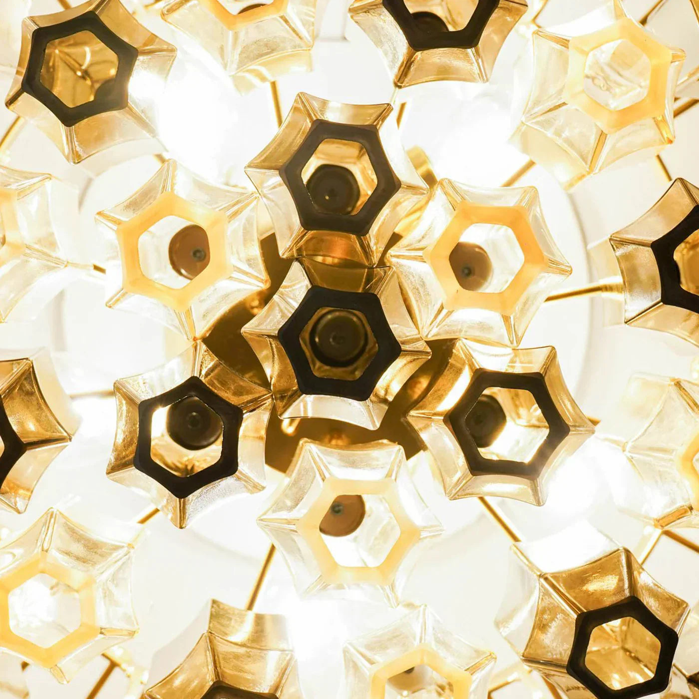 Prismatico 91 Elements Amber and Taupe Compact Glass Chandelier 25"