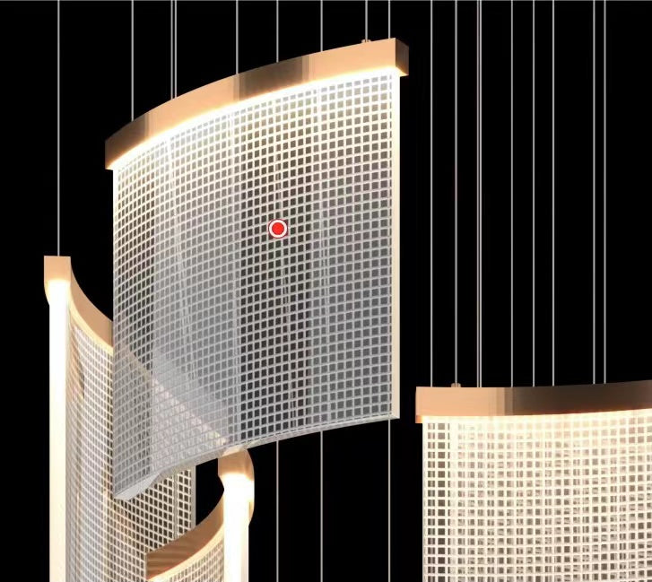 Acrylic Square Designer Tile Chandelier for Foyer and High Ceiling Living Room