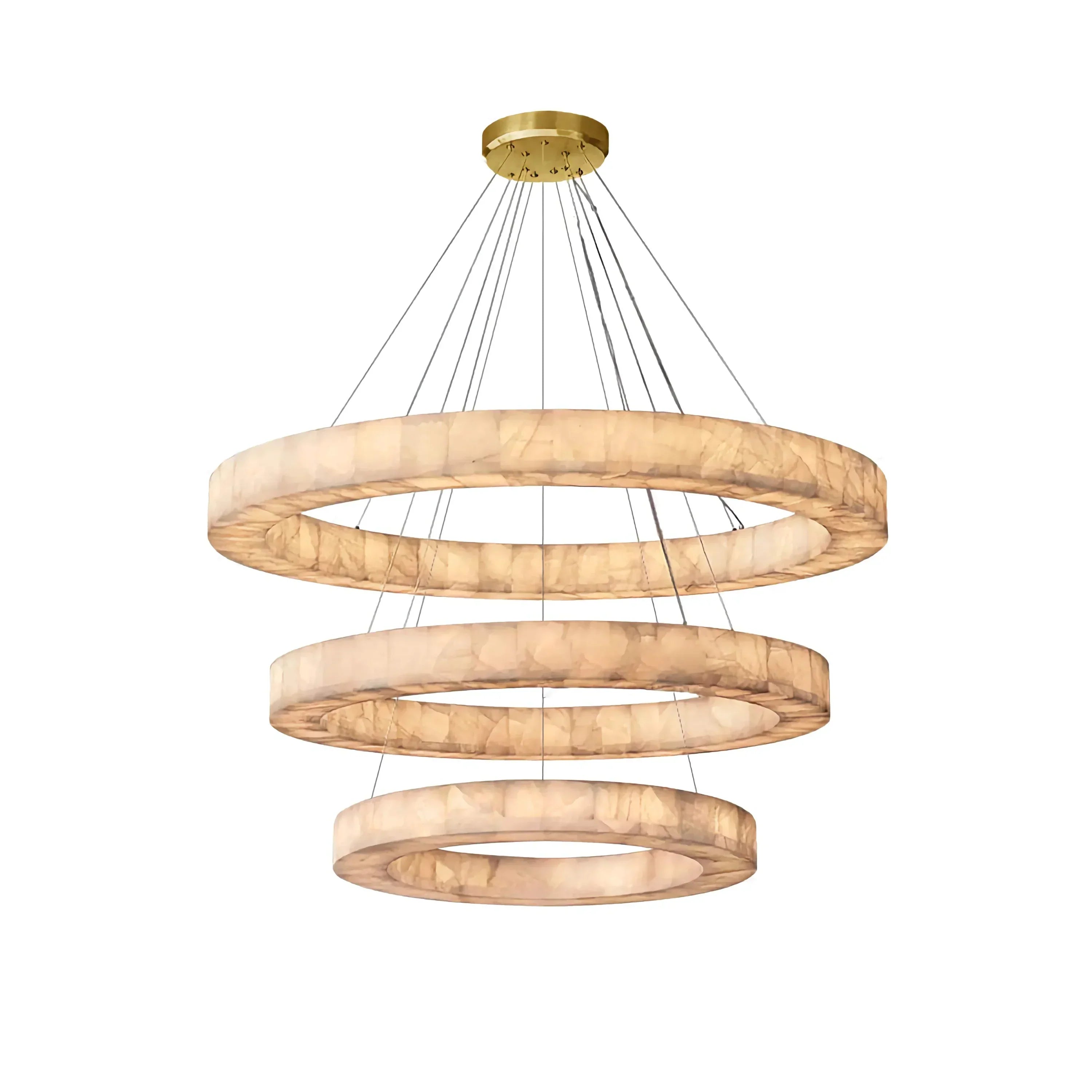 Olyra 3-Tier Round Alabaster Chandelier 39-Inch47-Inch59-Inch