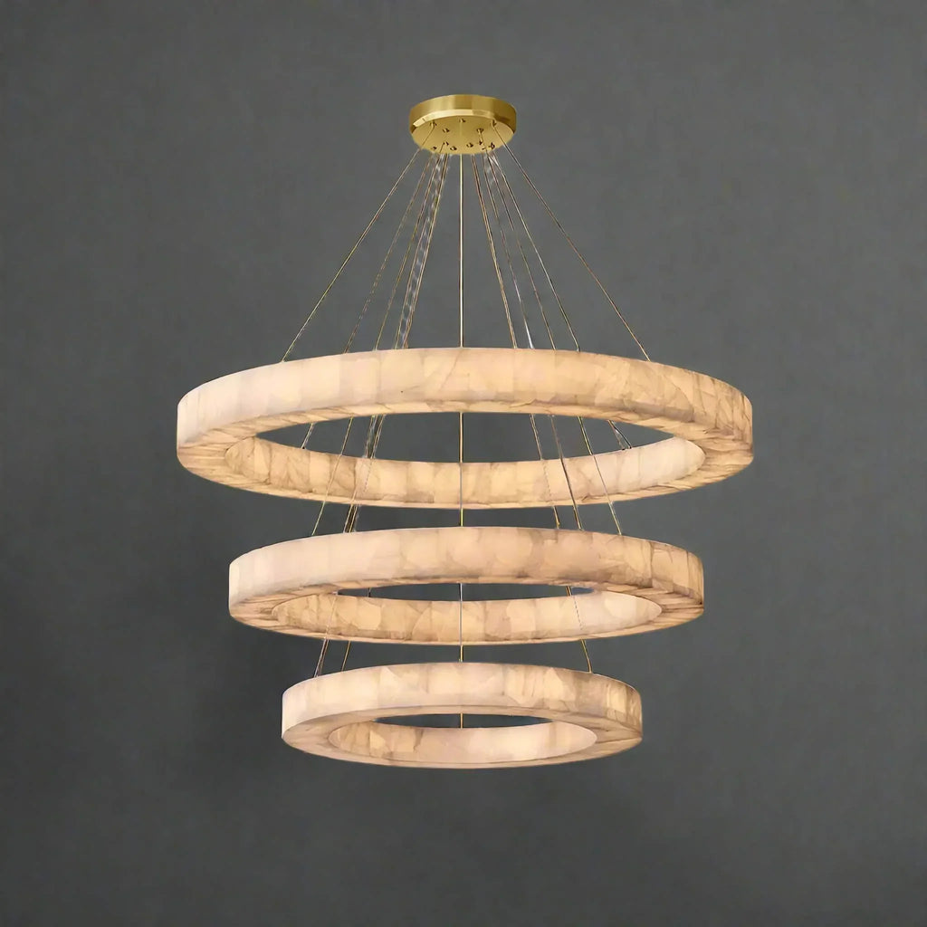 Olyra 3-Tier Round Alabaster Chandelier 39-Inch47-Inch59-Inch