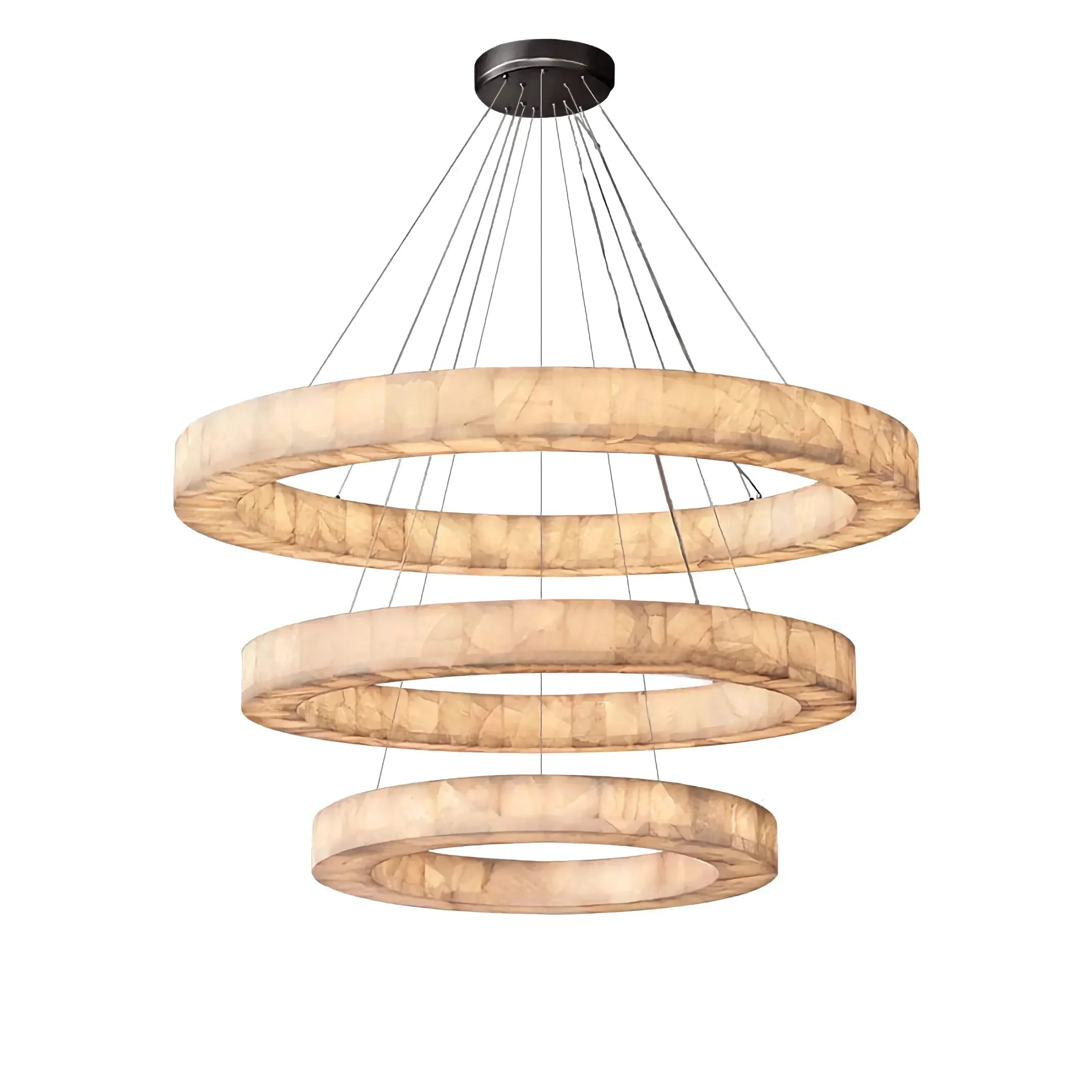 Olyra 3-Tier Round Alabaster Chandelier 39-Inch47-Inch59-Inch