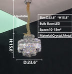 Delicate Light Luxury Multi-Layers Silver Round Crystal Chandelier for Living / dining Room / bedroom /