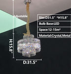 Delicate Light Luxury Multi-Layers Silver Round Crystal Chandelier for Living / dining Room / bedroom /