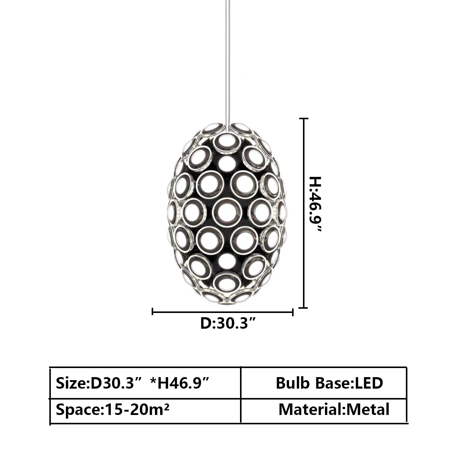 Modern Art Egg-Shaped Chandelier Iconic Eyes LED Pendant Light for Dining Room / living Room