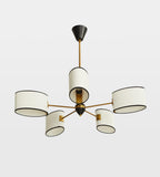 Antiqued Brass Chandelier with Linen Shades - Erhaus product image 4