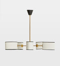 Antiqued Brass Chandelier with Linen Shades - Erhaus product image 1