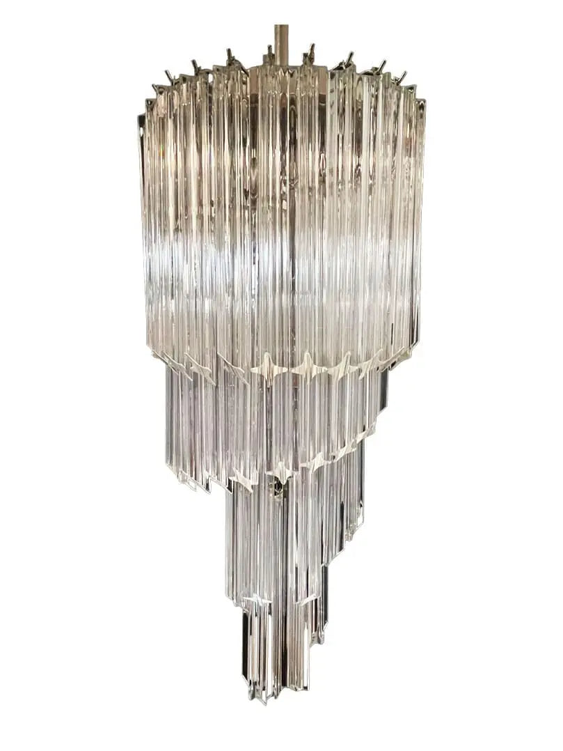 Murano Glass Chandelier – Spiral – 54 Prisms – Transparent