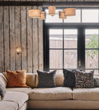 Antiqued Brass Chandelier with Linen Shades - Erhaus product image 2