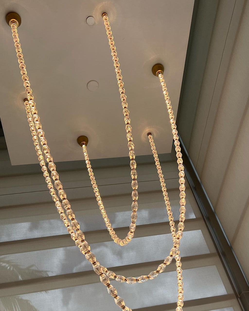 Creative Glass Pearl Necklace Pendnat Chandelier for Living / dining Room / staircase
