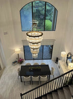Large Elegant Multi-Layers Glam Glass Chandelier for High-Ceiling Staircase / entryway / living / meeting Room