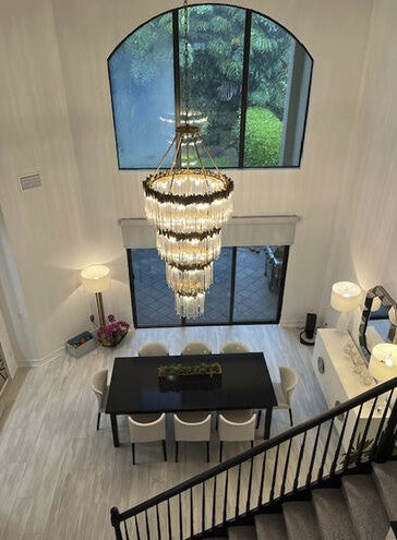 Large Elegant Multi-Layers Glam Glass Chandelier for High-Ceiling Staircase / entryway / living / meeting Room
