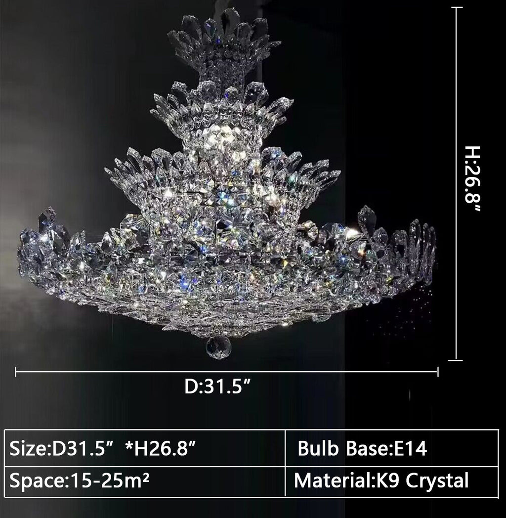 Luxury Empire-Shaped Floral Crystal Chandelier with K9 Crystal Finish for Foyer and Living Room