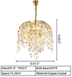 Modern Luxury Metal and Glass Leaf Branch Chandelier for Living, Dining, Bedroom
