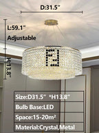 Designer Style Crystal Chandelier Elegant Round Ceiling Lighting for Living / Dining Room