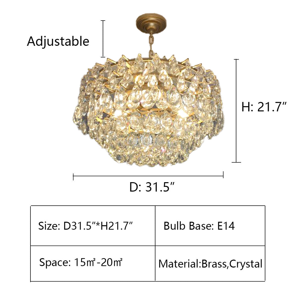 New Modern Tiers Raindrop Crystal Chandelier for Living / dining Room / bedroom / cafe