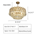 New Modern Tiers Raindrop Crystal Chandelier for Living / dining Room / bedroom / cafe