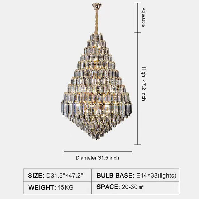 Staircase / foyer Chandelier with High Clarity Crystals Luxury Ceiling Light