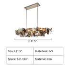 Oversize Post-Modern Avant Art Irregular Metal Piece Chandelier for Living / dining Room / kitchen Island
