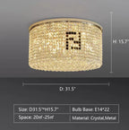 Designer Model Flush Mount Crystal Pendant Round Chandelier for Living / dining Room / study