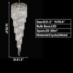Extra Large Spiral Tiered Long Crystal Chandelier Luxury Crystal Tassel Light for Staircase / entryway