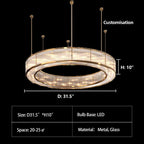 Modern Round Drum Dimmable Chandelier for Living Room / bedroom