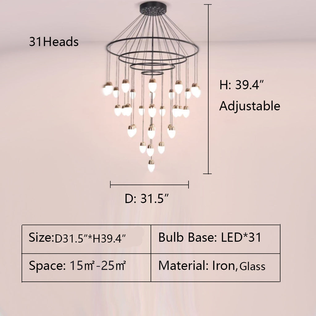 Extra Large Post-Modern Multi-Tier Chandelier for High-Ceiling Room / stairs