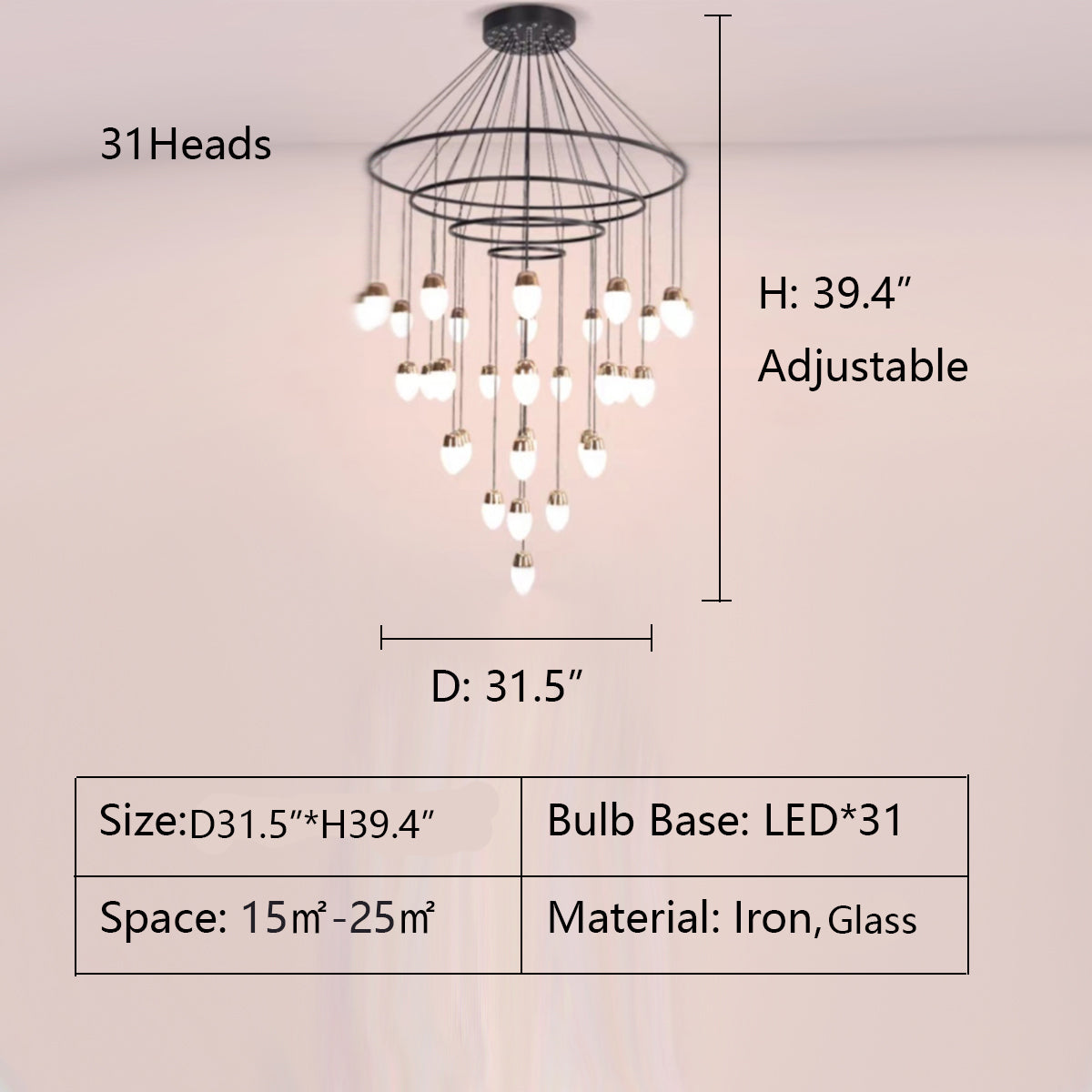 Extra Large Post-Modern Multi-Tier Chandelier for High-Ceiling Room / stairs