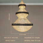 Modern Black Iron Crystal Chandelier for Foyer Staircase Luxurious Design Ceiling Light