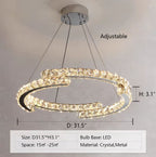 Modern Luxury Crystal Pendant Irregular Rings Chandelier Suit for Living / dining Room / bedroom