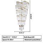 Oversized Modern Designer Creative Multi-Tiered Luxury Spiral Crystal Chandelier for