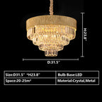 New Modern Gold Round / oval Light Luxury Ceiling Crystal Chandelier Set for Living Room / dining Room