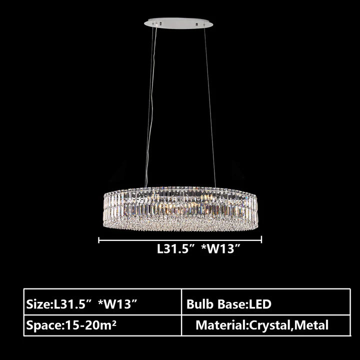 Modern Silver Ceiling Round / rectangle Crystal Chandelier Set for Living Room / dining Room / Bedroom